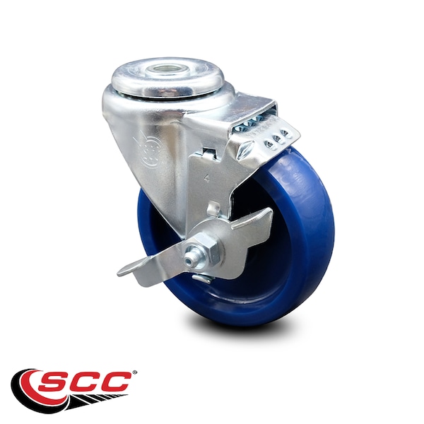 4 Inch Solid Polyurethane Wheel Swivel Bolt Hole Caster with Brake SCC